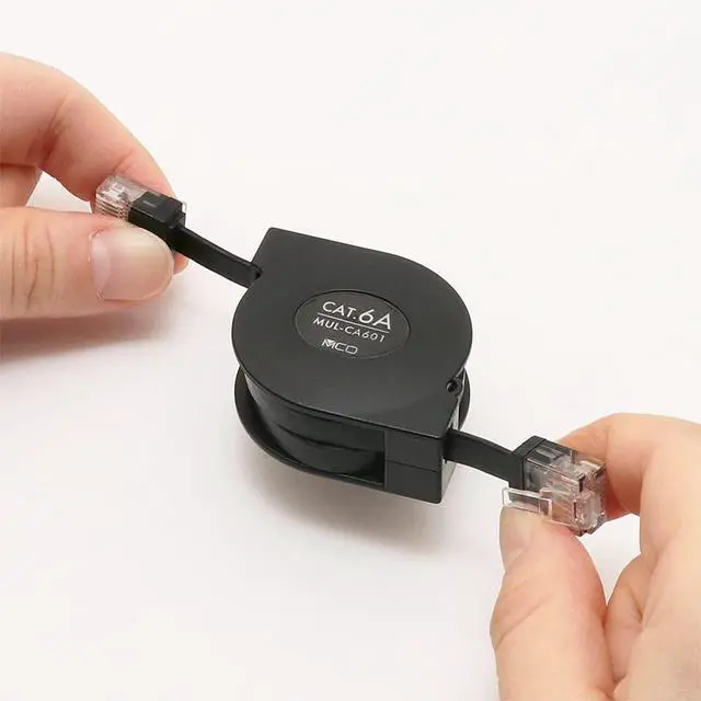 Alt view image 3 of 6 - Miyoshi ZMUL-CA601/BK LAN Cable, Retractable Type, 3.2 ft (1.0 m), CAT6A Compliant, 10 Gbps, 10 Giga, Super Fast, Cord Reel, Wired, Stable, Telework, Nomadwork, Easy to Carry, Black