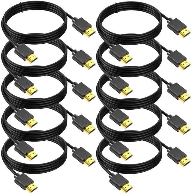 Main image of 4K HDMI Cable 10 FT 10-Pack, Bulk HDMI 2.0 Computer Monitor TV Cable 10FT Male-4K@60Hz,2k@165/144Hz,HDCP 2.2, HDR, ARC & CL3 Rated | for Laptop, Monitor, Projector, TV PS5, PS4, Xbox, Soundbar