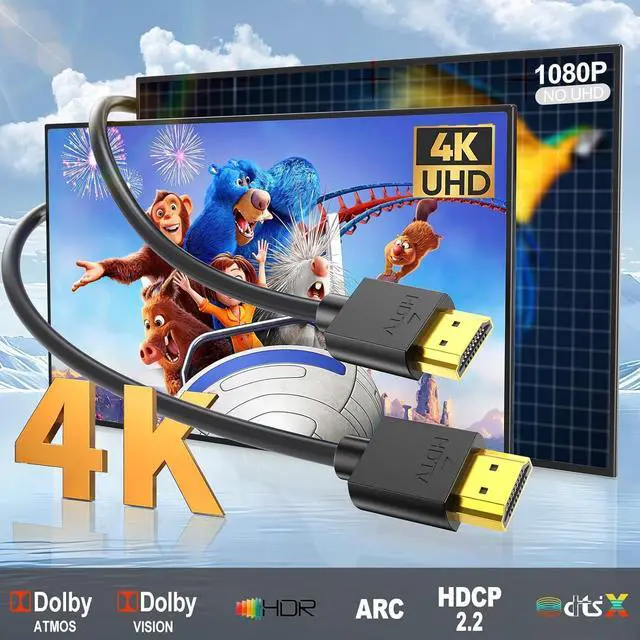 Alt view image 2 of 7 - 4K HDMI Cable 10 FT 10-Pack, Bulk HDMI 2.0 Computer Monitor TV Cable 10FT Male-4K@60Hz,2k@165/144Hz,HDCP 2.2, HDR, ARC & CL3 Rated | for Laptop, Monitor, Projector, TV PS5, PS4, Xbox, Soundbar