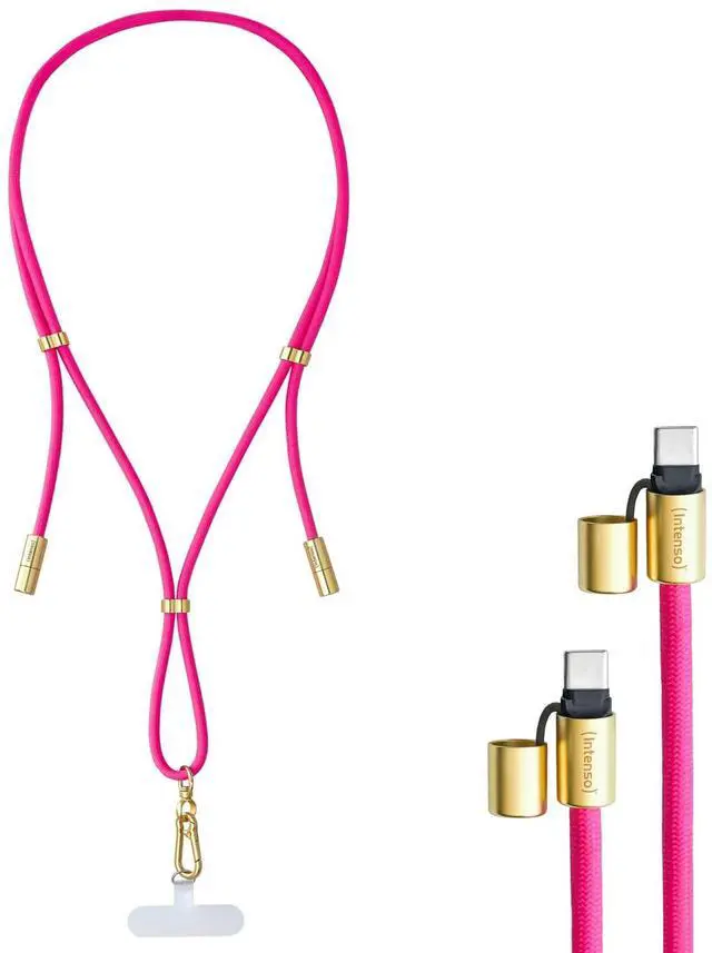 Main image of Intenso USB-C Charging Cable 60W 480Mbps Nylon PD3.0 QC4.0-1.65m Adjustable Size Pink