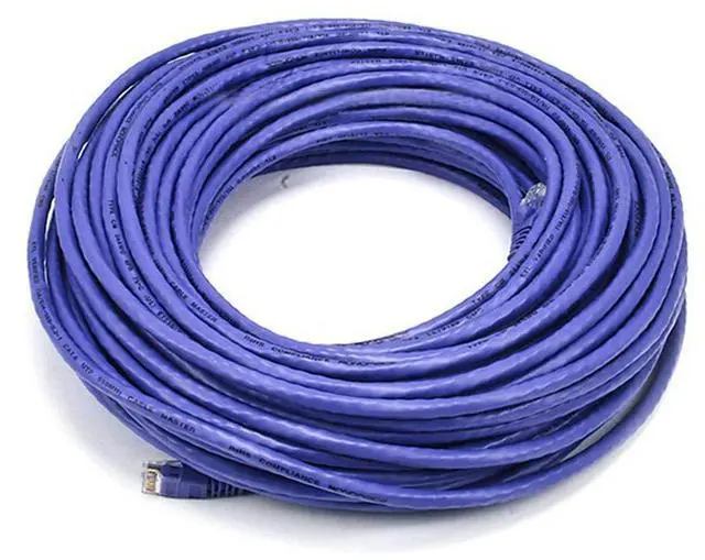 Main image of Monoprice Cat6 Ethernet Patch Cable - 100 Feet - Purple | Network Internet Cord - RJ45, Stranded, 550Mhz, UTP, Pure Bare Copper Wire, 24AWG