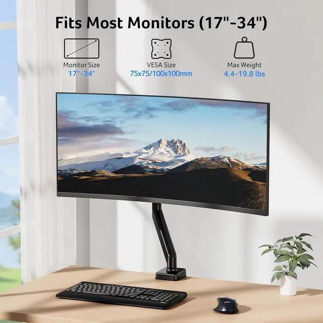 Alt view image 6 of 7 - acer USB C to HDMI Cable for Home Office 6.6FT (4K@60Hz) Bundle with Single Monitor Mount Fits 17 to 34 Inch Screens