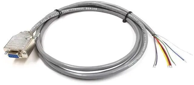 Alt view image 3 of 4 - Custom Cable Connection 50 Foot DB9 Female to Blunt End RS232 Extension Serial Cable - 24 AWG with Grey PVC Jacket - Made in USA