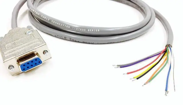 Main image of Custom Cable Connection 50 Foot DB9 Female to Blunt End RS232 Extension Serial Cable - 24 AWG with Grey PVC Jacket - Made in USA