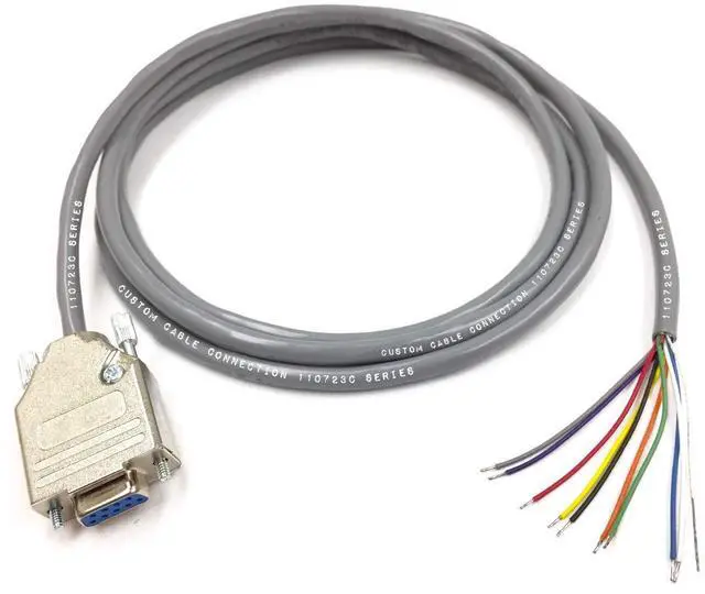 Alt view image 2 of 4 - Custom Cable Connection 50 Foot DB9 Female to Blunt End RS232 Extension Serial Cable - 24 AWG with Grey PVC Jacket - Made in USA