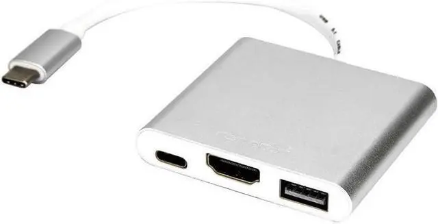 Main image of Rocstor Y10A176-S1 Premium USB-C to HDMI Multiport Adapter USB-C to HDMI/USB-C (3.1)/USB 3.0 for Audio/Video Device - 1 x USB-C Male to 1 x HDMI Female Digital Audio/Video, Metal Silver