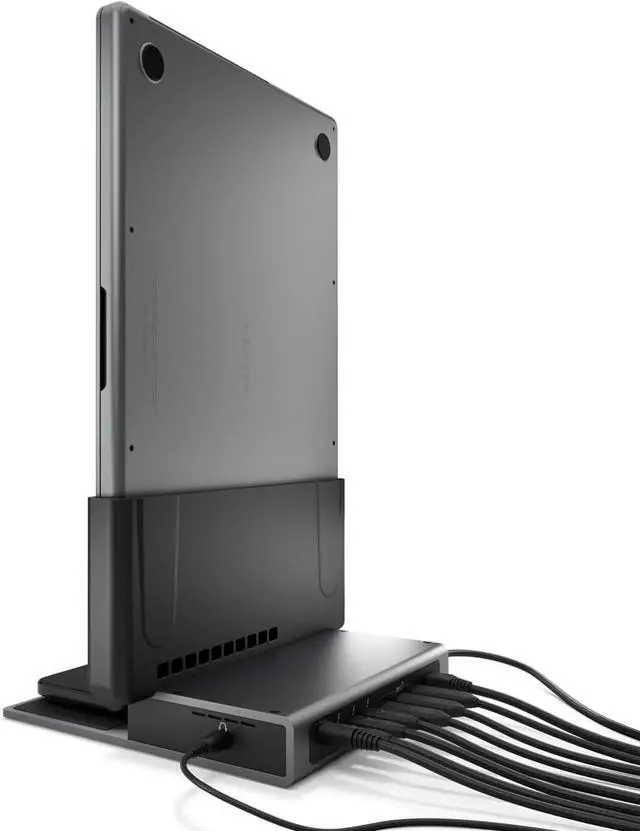 Alt view image 2 of 7 - Brydge ProDock Duo TB4 MacBook Docking Station, Dual Monitor 4K 60Hz | Vertical Thunderbolt 4 Dock for MacBook Pro 14/16 & Air 13/15 (M1-M5) | 12 Ports, 96W, MagSafe | Pro 14-inch Sleeve