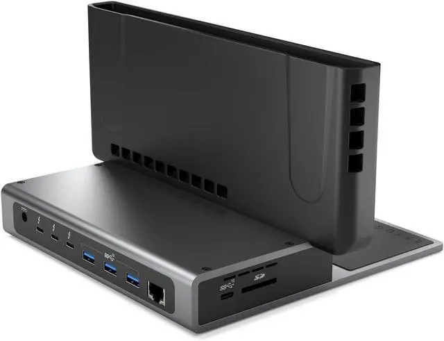 Alt view image 3 of 7 - Brydge ProDock Duo TB4 MacBook Docking Station, Dual Monitor 4K 60Hz | Vertical Thunderbolt 4 Dock for MacBook Pro 14/16 & Air 13/15 (M1-M5) | 12 Ports, 96W, MagSafe | Pro 14-inch Sleeve