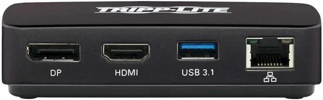 Alt view image 3 of 5 - Tripp Lite Thunderbolt 3 Docking Station, Dual Display Compatible Dock, HDMI, DisplayPort, Gigabit Ethernet, USB 3.2 Gen 1, UHD 4K/60Hz, Portable Hub (MTB3-DOCK-01)
