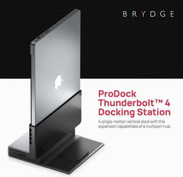 Alt view image 5 of 7 - Brydge ProDock Duo TB4 MacBook Docking Station, Dual Monitor 4K 60Hz | Vertical Thunderbolt 4 Dock for MacBook Pro 14/16 & Air 13/15 (M1-M5) | 12 Ports, 96W, MagSafe | Pro 14-inch Sleeve