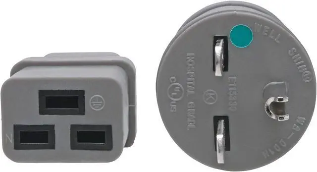 Alt view image 3 of 5 - Tripp Lite Hospital-Grade Power Cord (Nema 6-15P to C19), Heavy Duty, 15A, 250V, 14AWG, 6 ft., Grey (P033-006-GY-HG)