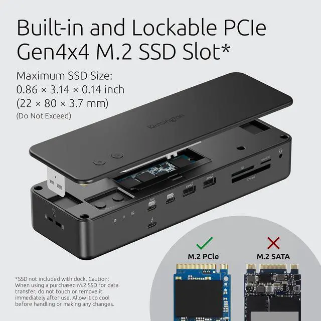 Alt view image 4 of 7 - Kensington EQ Pro Thunderbolt 5 Dock Designed for MacBook, Optimized for M-Series Pro/Max Models, 140W PD, 80Gbps Data Transfer, Built-in and Lockable PCle M.2 SSD Slot for Quick Storage K33612NA