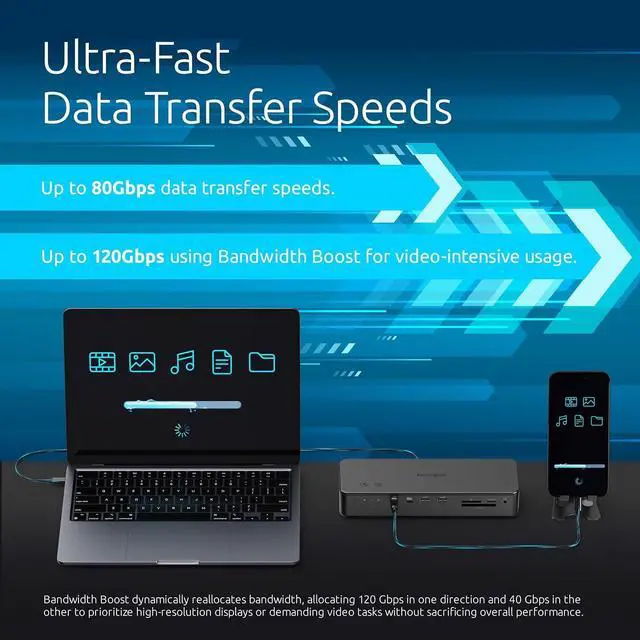 Alt view image 5 of 7 - Kensington EQ Pro Thunderbolt 5 Dock Designed for MacBook, Optimized for M-Series Pro/Max Models, 140W PD, 80Gbps Data Transfer, Built-in and Lockable PCle M.2 SSD Slot for Quick Storage K33612NA