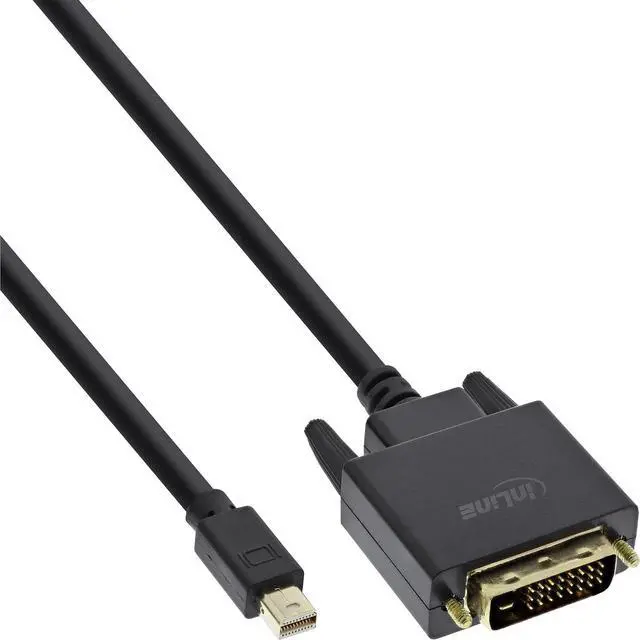 Main image of InLine® 17222 Mini DisplayPort to DVI Cable, Mini DisplayPort Male to DVI-D 24+1 Male, Black/Gold, 2 m