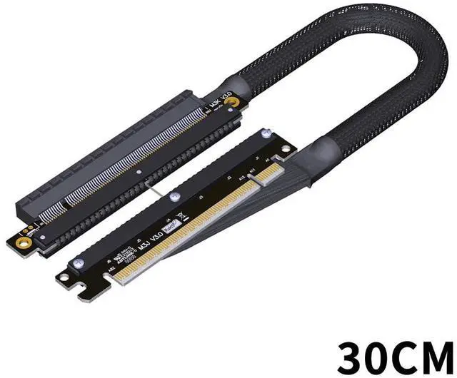 Alt view image 3 of 5 - JMT ADT-M33 PCIe4.0 x16 256Gbps GPU Extension Cable Dual Reverse Right Left Bend 30cm Compatible with Chassis A4 ITX RTX 4090 RX7900xt (M33JK-TL Left-Bent)