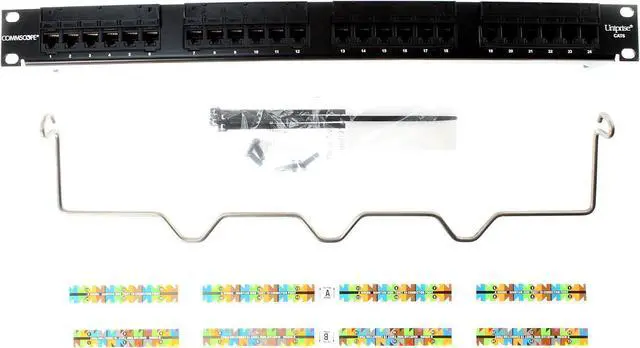 Main image of Commscope UNP-U-610-1U-24 760180042 Patch Panel, Cat6, 24-Port, 1U, Black