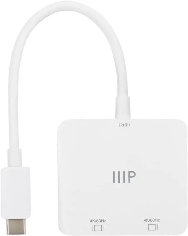 Alt view image 6 of 6 - Monoprice USB-C to Dual 4K DisplayPort Adapter (Dual 4K@60Hz) HDR, Supports MST, SST, and Mirror Modes, Portable, Compatible with Thunderbolt 3 Devices with Windows and MacOS