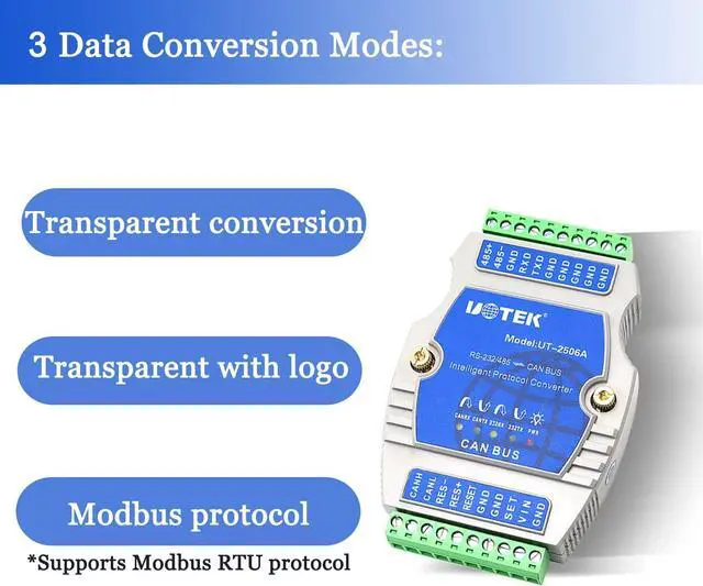 Alt view image 5 of 7 - RS232 RS485 to CAN Bus Converter, Industrial Grade RS-232 RS-485 to CAN Bus Adapter with ESD Protection Supports CAN 2.0 Protocol