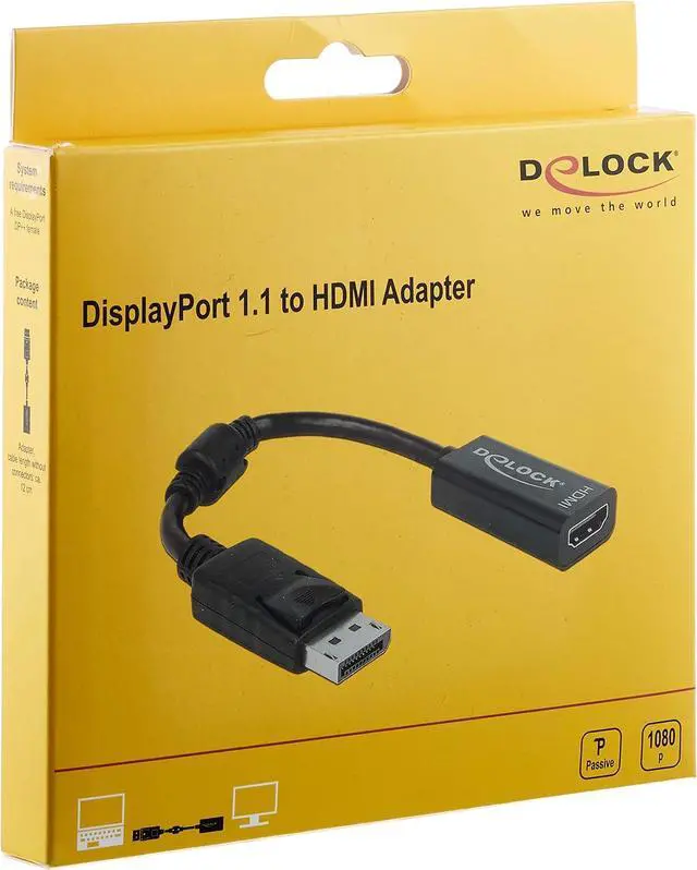 Main image of DeLOCK Adapter DisplayPort 1.1 Male to HDMI Female Passive Black