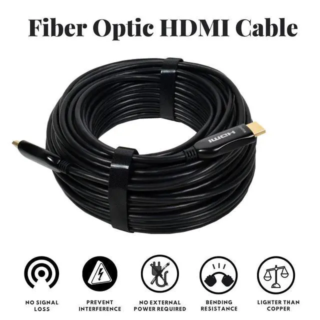 Alt view image 2 of 3 - Best Fiber Optic HDMI Cable 8K HDMI 2.0 a/b Compliant, HDCP 2.2 Super High-Speed Ultra HD ARC Cable with HDR Perfect for HDTV/Projector/Home Theatre/Roku TV/Apple TV/Video Game Console (80 ft)
