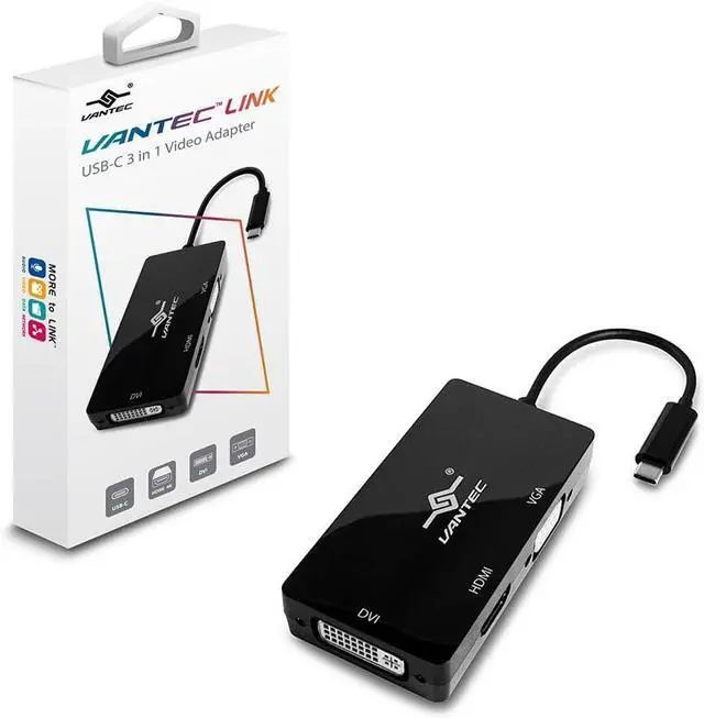 Main image of Vantec Link USB-C 3 in 1 Video Adapter with HDMI 4K, DVI, VGA (CB-CU301HDV)