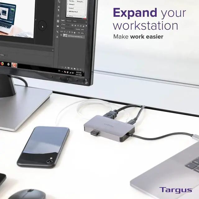 Alt view image 5 of 6 - Targus+DOCK419USZ+Docking+Station+-+for+Notebook+-+100+W+-+USB+Type+C+-+3+x+USB+Ports+-+Network+(RJ-45)+-+HDMI+-+VGA+-+Wired