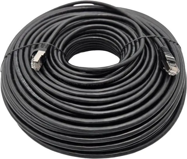 Main image of Micro Connectors 200 Feet CAT6A Industrial Outdoor-Rated Shielded Ethernet (26 AWG) Cable-Black (E09-200B-OUT)