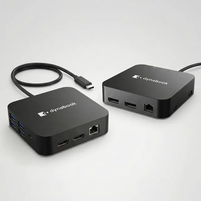 Main image of Universal USB-C Mini Dock by Dynabook - Dual DisplayPort, Ethernet, USB-C Hub, 5 USB Ports, Compact Laptop Docking Station for USB-C Computers, Laptops, Tablets & More