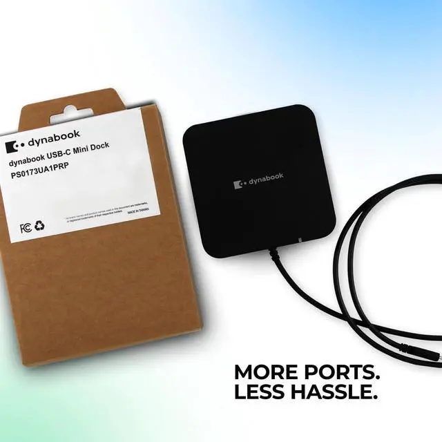 Alt view image 2 of 6 - Universal USB-C Mini Dock by Dynabook - Dual DisplayPort, Ethernet, USB-C Hub, 5 USB Ports, Compact Laptop Docking Station for USB-C Computers, Laptops, Tablets & More