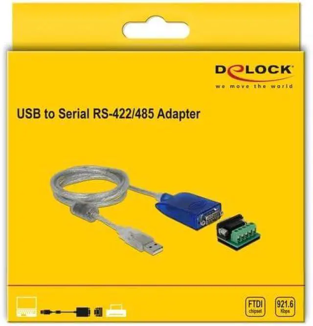 Alt view image 3 of 3 - DeLOCK 64055 USB Type-A to Serial RS-422/485 DB9 Adapter with Surge Protection