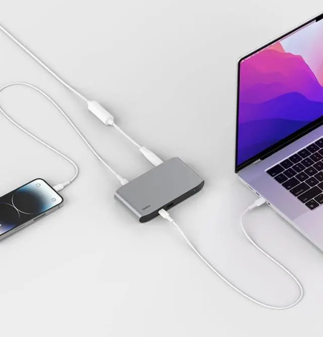 Alt view image 4 of 4 - Belkin INC013qcSGY 5-in-1 Thunderbolt 4 Docking Station 40Gbps Data Transfer 96W PD Support Dual 4K/60Hz Single 8K/30Hz 150W Power Supply Unit & TB4 Cable (0.8m)