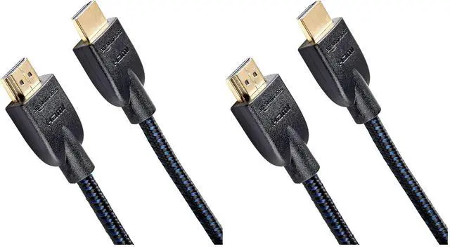Main image of Amazon Basics Nylon-Braided HDMI 2.0 Cable, 6ft, 4K@60Hz, 18Gbps, 2160p, 48 bit, Ethernet, Compatible with TV/PS5/Xbox/Roku/Blu-ray, Black & Blue, 10-Pack