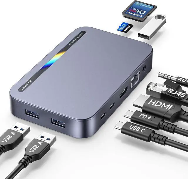 Main image of JSAUX Laptop USB C Docking Station, 10 in 1 USB C Hub with 4K@60hz HDMI | 100W PD, USB A&C 3.0, 1000Mbps Ethernet, SD/TF, Audio for HP, MacBook, Dell, Lenovo, Portable Monitor etc.