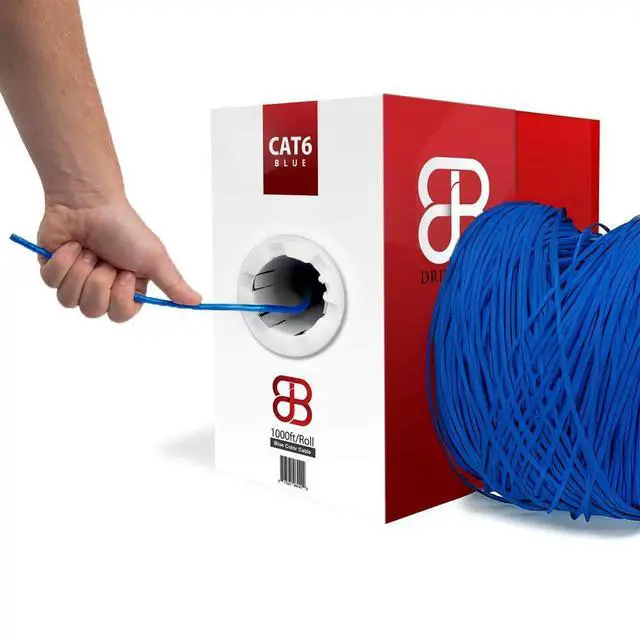 Alt view image 7 of 7 - Dripstone CAT6 Ethernet Cable 1000ft Bulk Network LAN Wire 23AWG Solid CCA UTP 550MHz High-Speed Internet Cable Streaming, Office, Home Use, Pull Box, CAT 6 Bulk, Stable Connectivity - Dark Blue