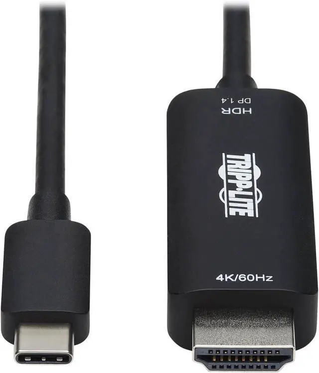 Main image of TRIPP LITE USB-C to HDMI Adapter Cable, 4K 60 Hz USB C and Thunderbolt 3 to HDMI Cable Adapter, HDR, HDCP 2.2, DP 1.4 Alt Mode, Black, 3 ft (U444-003-HDR4BE)
