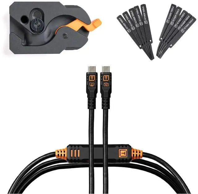 Main image of Tether Tools LeverLock Plate and TetherPro Optima 10G 31' USB-C Straight to USB-C Straight Cable, Black
