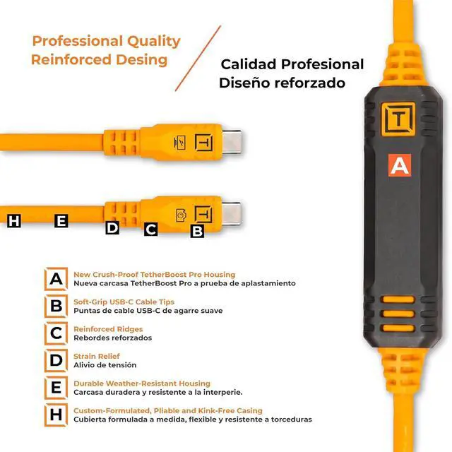 Alt view image 4 of 7 - Tether Tools LeverLock Plate and TetherPro Optima 10G 31' USB-C Straight to USB-C Straight Cable, Black
