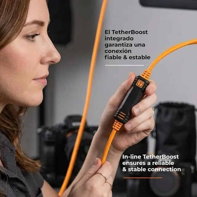 Alt view image 3 of 7 - Tether Tools LeverLock Plate and TetherPro Optima 10G 31' USB-C Straight to USB-C Straight Cable, Black