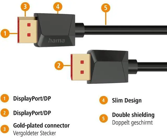 Alt view image 3 of 4 - Hama DisplayPort Cable DP 2.1 Ultra HD 8K 40Gbps 2.00m