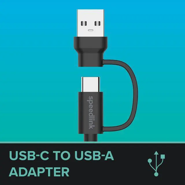 Alt view image 3 of 6 - Speedlink Stream Play & Charge USB-C/USB-A to USB-C Controller Cable Set 3m - 2 Charging Cables for Controller PS5 Xbox Switch Controller, 3 metres, Charging and Data Transfer, Black