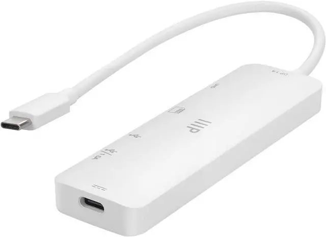 Alt view image 2 of 5 - Monoprice 6-in-1 USB Type-C Multiport 4K HDMI Adapter - 4K@60Hz Max Resolution, 5Gbps, Card Readers, 100 Watts PD, 6.7 Inch USB-C Cable, Plug-n-Play, Compact and Lightweight, White