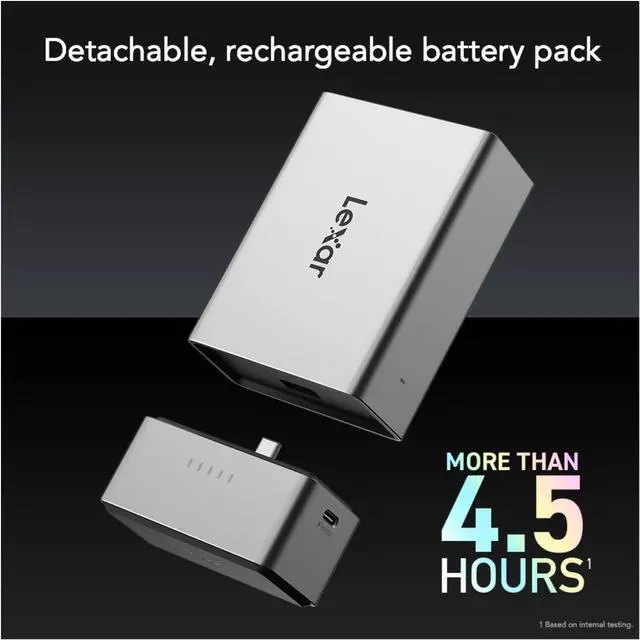 Alt view image 3 of 6 - Lexar Professional Workflow Go Battery-Powered 2-Bay Portable Docking Station
