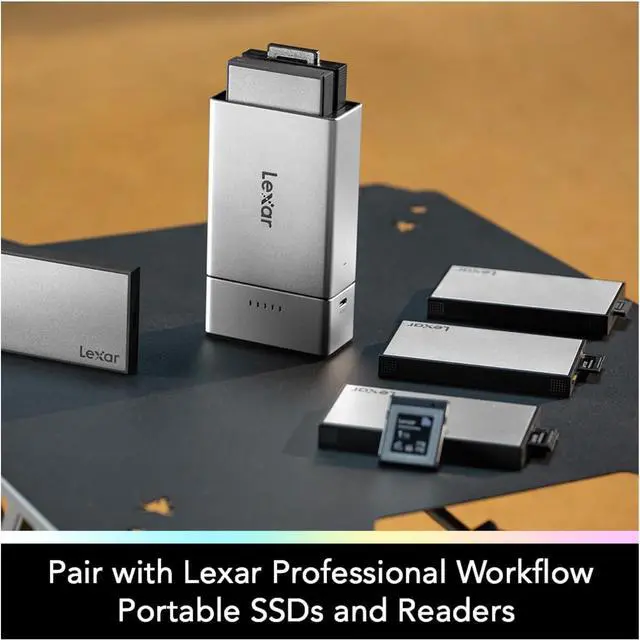 Alt view image 5 of 6 - Lexar Professional Workflow Go Battery-Powered 2-Bay Portable Docking Station
