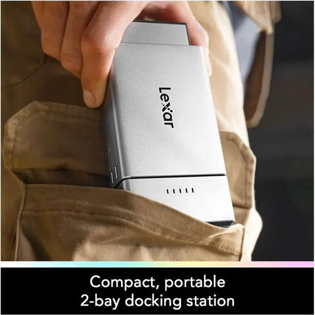 Alt view image 6 of 6 - Lexar Professional Workflow Go Battery-Powered 2-Bay Portable Docking Station