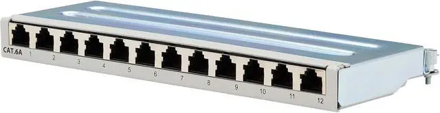 Alt view image 2 of 7 - Tripp Lite 12 Port Cat6a STP Patch Panel for Wall Mount or DIN Rail, 10 Gbps, RJ45 to 110 Terminals, 568A/568B, EMI/RFI Shielding, Mounting Included, TAA Compliant, (N250-SH12-DIN6A)