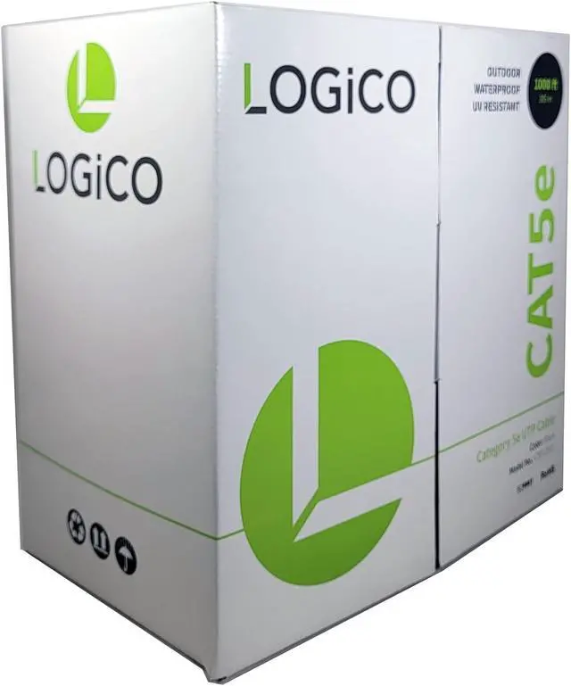 Alt view image 5 of 7 - LOGICO Best Cat5e Unshielded Ethernet Network Cable CCA 1000ft Direct Burial UTP 350Mhz 24AWG