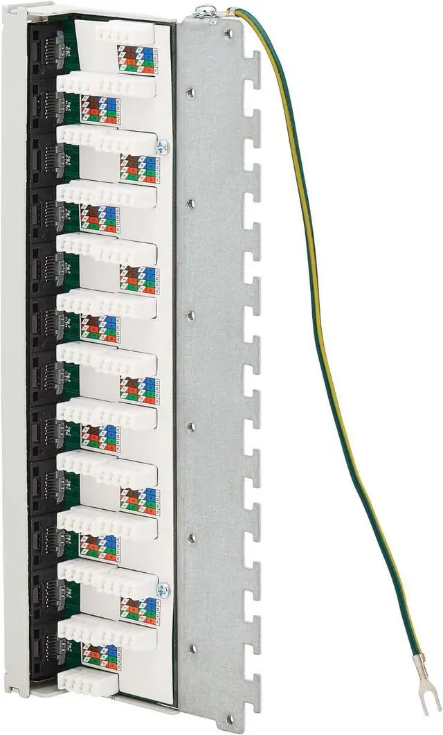 Alt view image 6 of 7 - Tripp Lite 12 Port Cat6a STP Patch Panel for Wall Mount or DIN Rail, 10 Gbps, RJ45 to 110 Terminals, 568A/568B, EMI/RFI Shielding, Mounting Included, TAA Compliant, (N250-SH12-DIN6A)