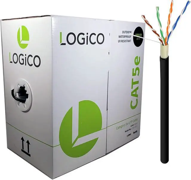 Alt view image 6 of 7 - LOGICO Best Cat5e Unshielded Ethernet Network Cable CCA 1000ft Direct Burial UTP 350Mhz 24AWG