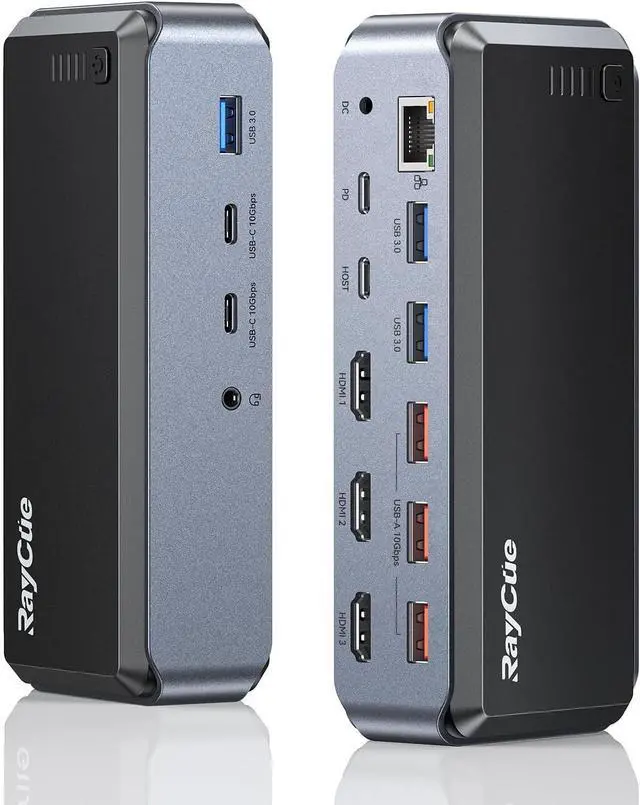 Main image of Triple Monitor USB C Docking Station - MacBook Pro Docking Station with Power Adapter for MacBook M1/M2/M3/Windows, HDMI*3, RJ45, 10Gbps USB*5, PD, USB 3.0 * 2