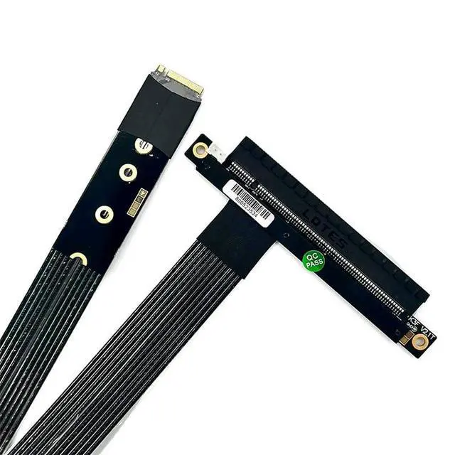 Alt view image 6 of 7 - JMT ADT-K43S M.2 NGFF NVMe to PCIe 5.0 x16 Extension Cable 128 Gbps GEN5 with Power Cord for STX Motherboard Graphics Card (K43SR-BK-5.0,15CM)